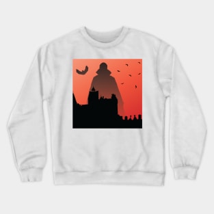 Dracula Shadow Over Castle And Graveyard Crewneck Sweatshirt